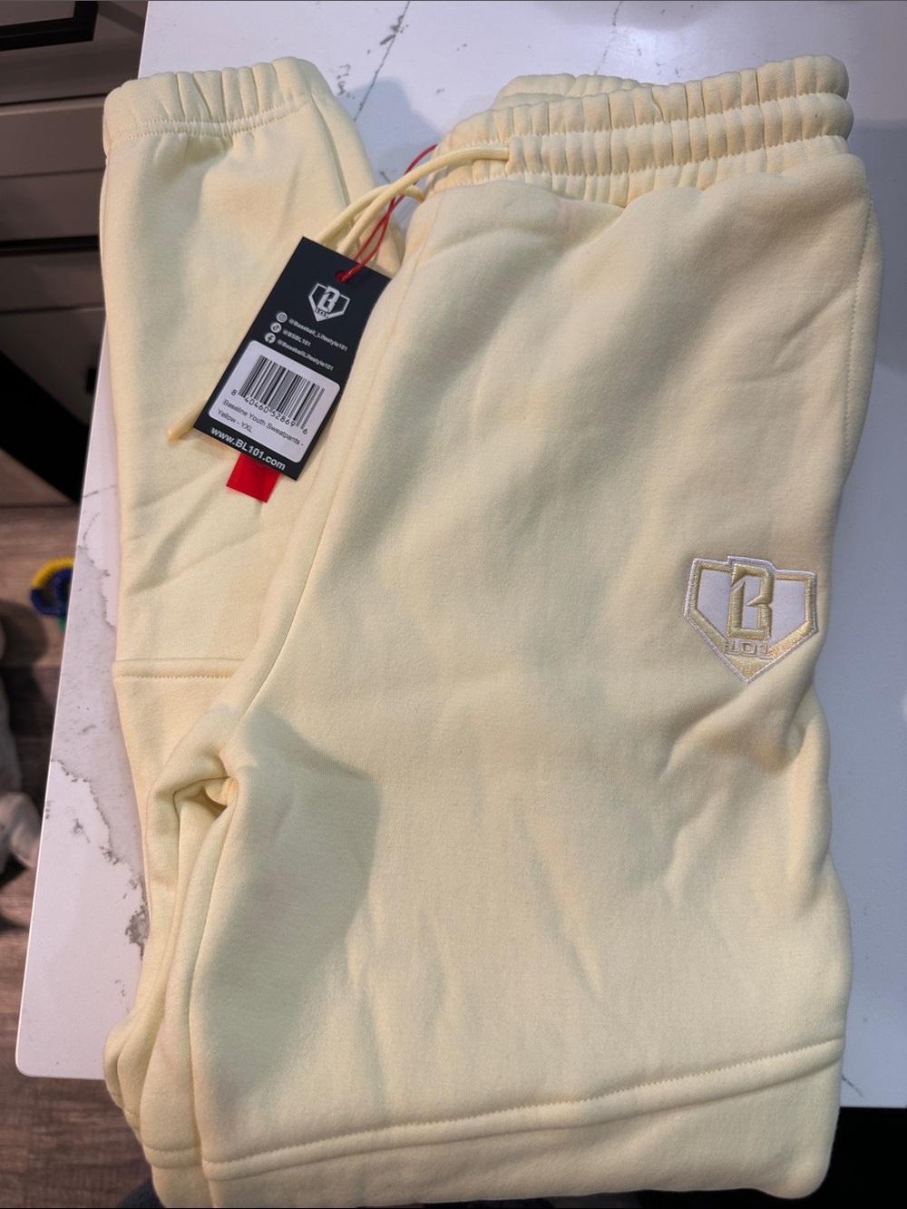 Boys XL yellow Fleece Joggers with Elastic Waistband